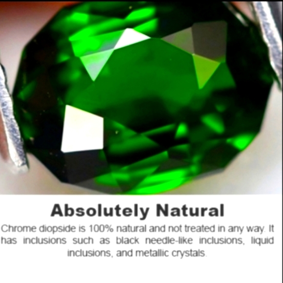 Natural Chrome Russian Diopside Diamond Baguette White Silver - Picture 4 of 15